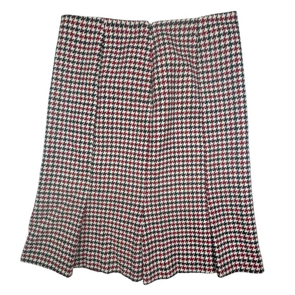 Talbots Red Black Houndstooth Wool Pleated Peplum Skirt 10 Italy USA - Picture 2 of 13